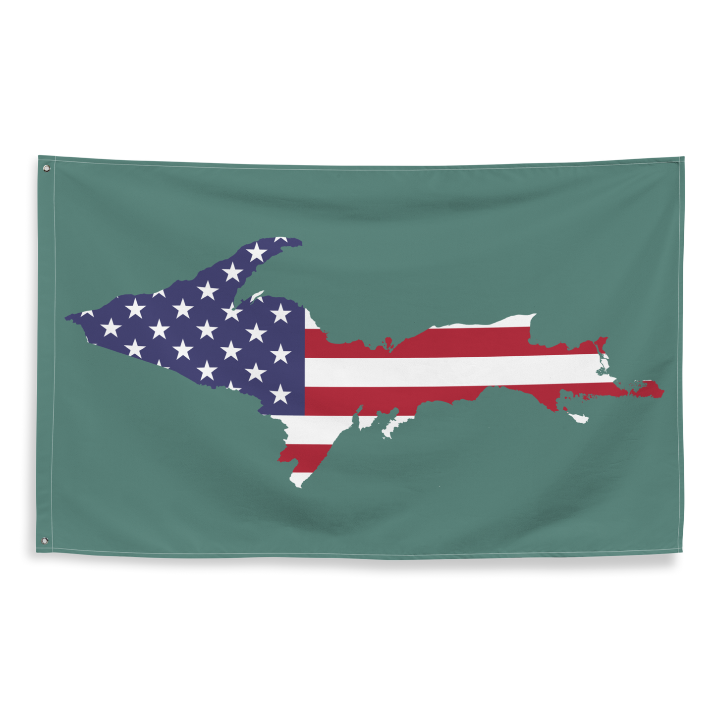 Michigan Upper Peninsula Wall Flag (w/ UP USA Flag) | Copper Green