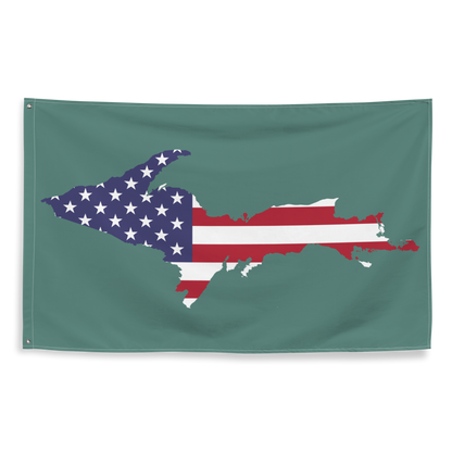 Michigan Upper Peninsula Wall Flag (w/ UP USA Flag) | Copper Green