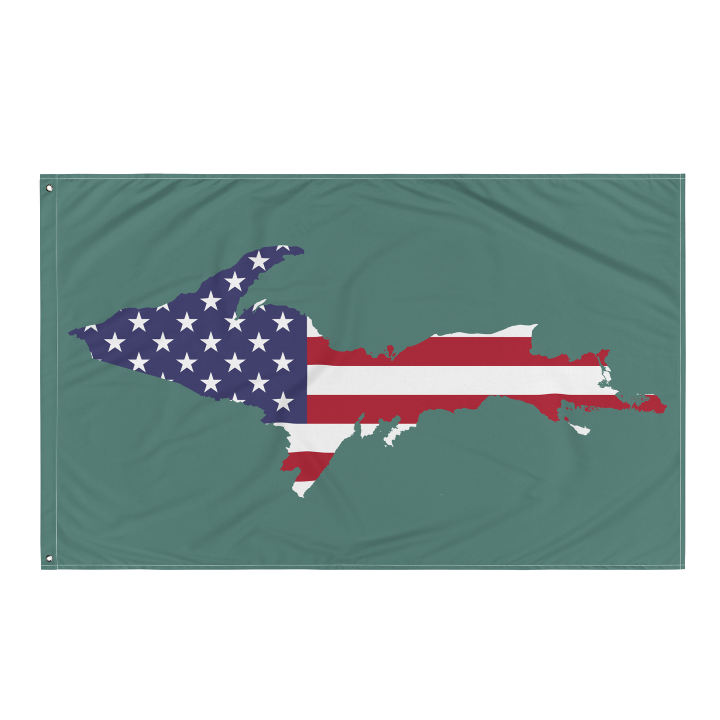 Michigan Upper Peninsula Wall Flag (w/ UP USA Flag) | Copper Green