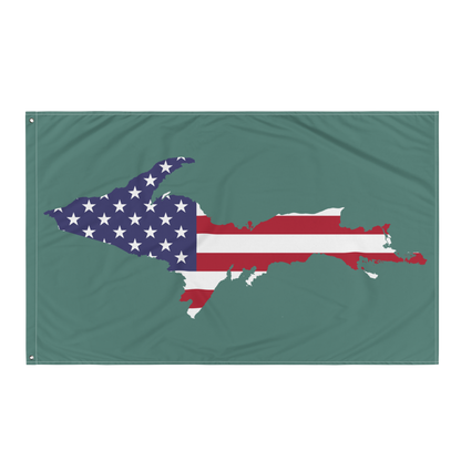 Michigan Upper Peninsula Wall Flag (w/ UP USA Flag) | Copper Green