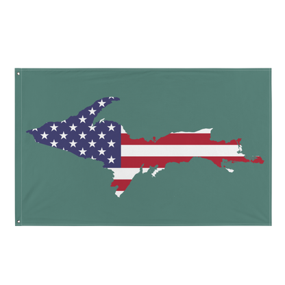 Michigan Upper Peninsula Wall Flag (w/ UP USA Flag) | Copper Green