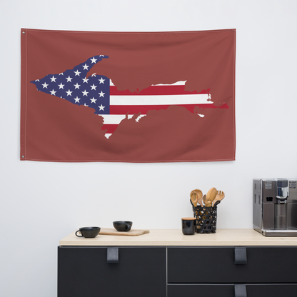 Michigan Upper Peninsula Wall Flag (w/ UP USA Flag) | Ore Dock Red