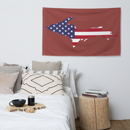 Michigan Upper Peninsula Wall Flag (w/ UP USA Flag) | Ore Dock Red