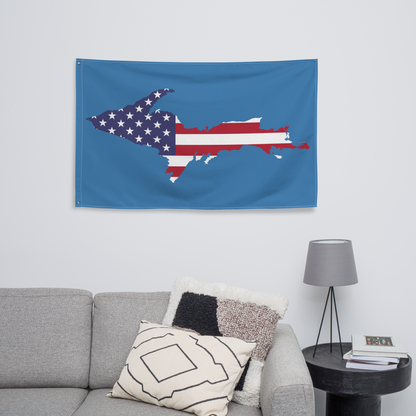 Michigan Upper Peninsula Wall Flag (w/ UP USA Flag) | Lake Superior Blue