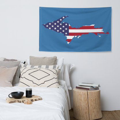 Michigan Upper Peninsula Wall Flag (w/ UP USA Flag) | Lake Superior Blue