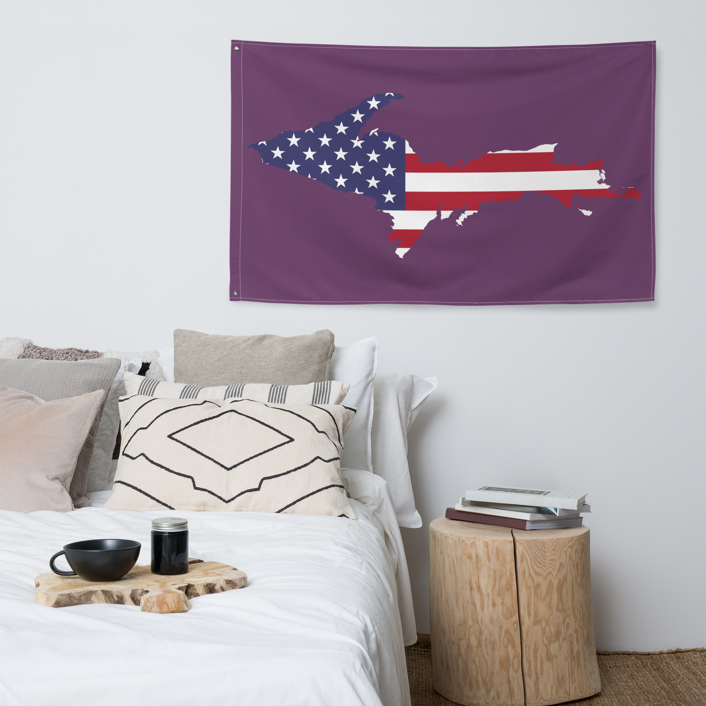 Michigan Upper Peninsula Wall Flag (w/ UP USA Flag) | Plum