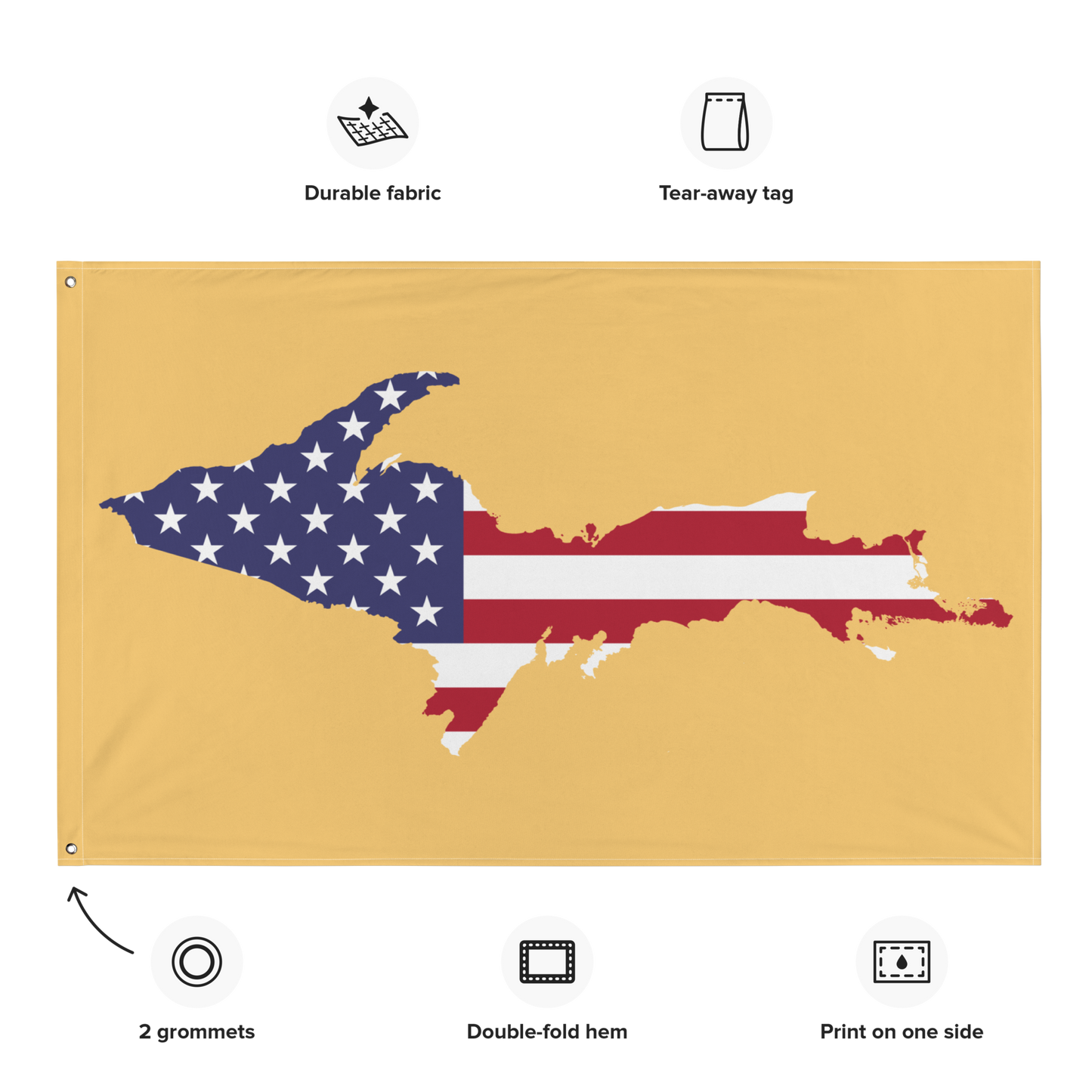 Michigan Upper Peninsula Wall Flag (w/ UP USA Flag) | Citrine