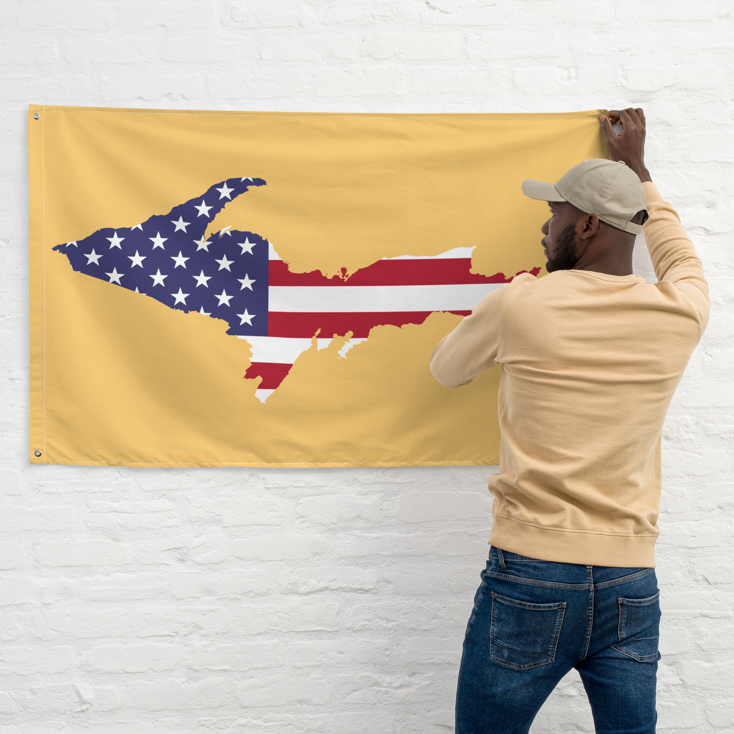 Michigan Upper Peninsula Wall Flag (w/ UP USA Flag) | Citrine