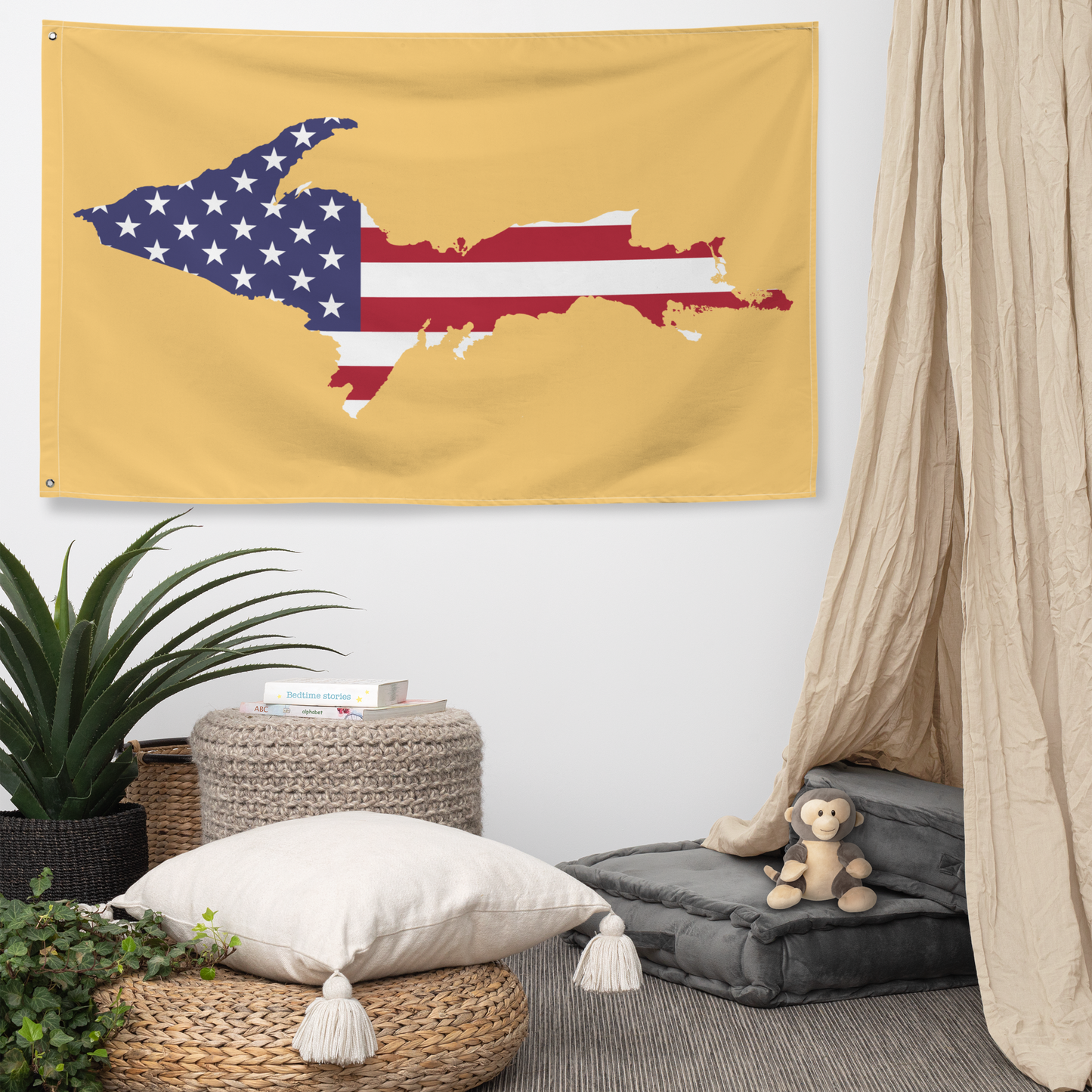 Michigan Upper Peninsula Wall Flag (w/ UP USA Flag) | Citrine