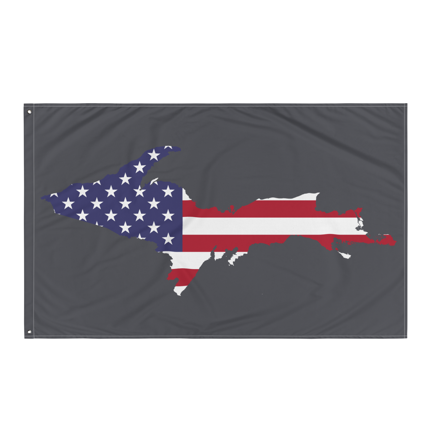 Michigan Upper Peninsula Wall Flag (w/ UP USA Flag) | Iron Ore Grey