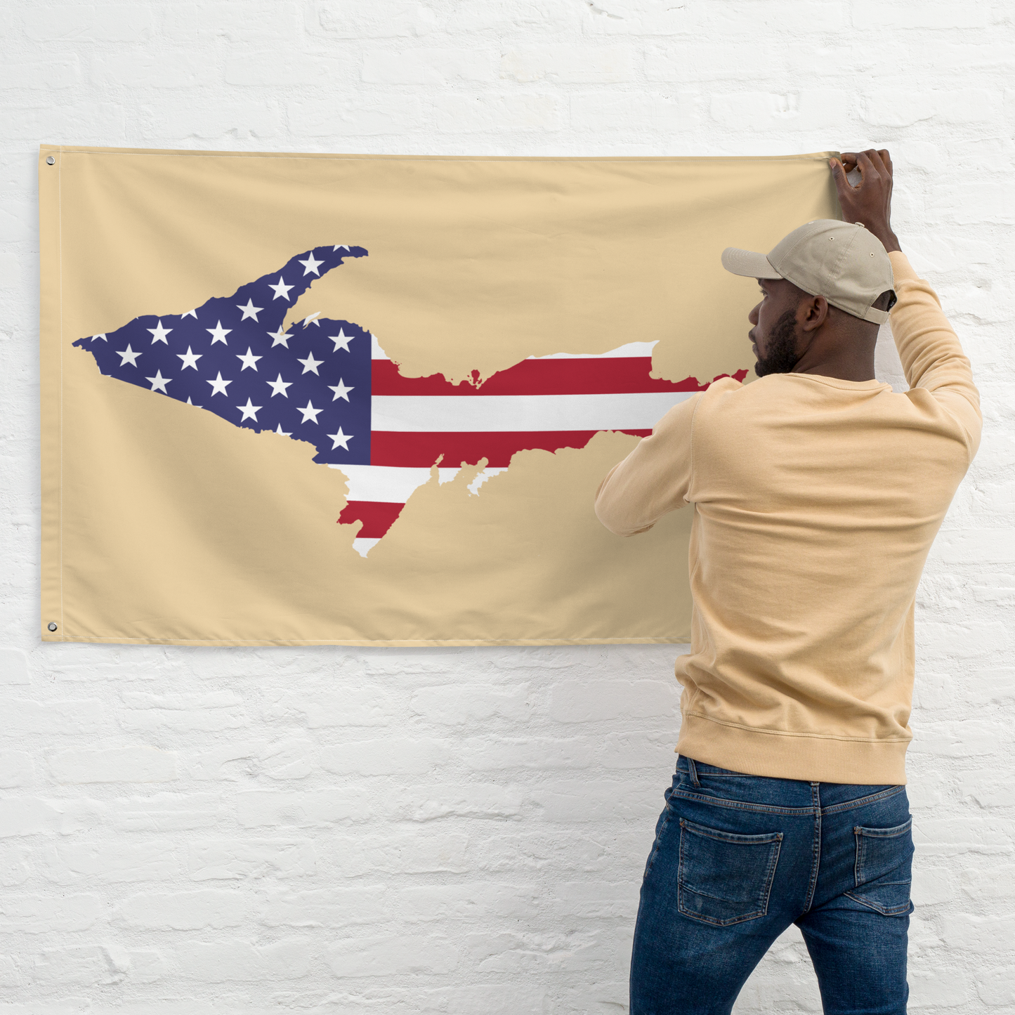 Michigan Upper Peninsula Wall Flag (w/ UP USA Flag) | Maple Color