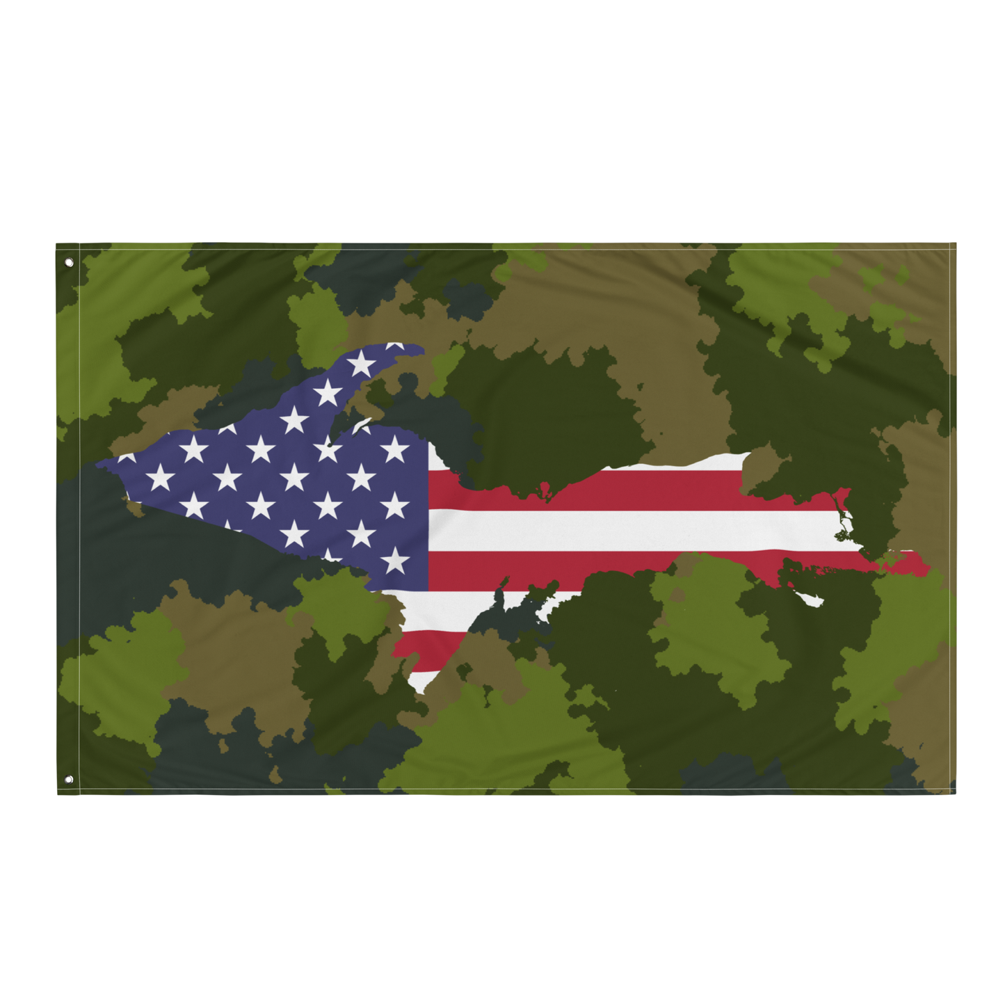 Michigan Upper Peninsula Wall Flag (w/ UP USA Flag) | Woodland Camo