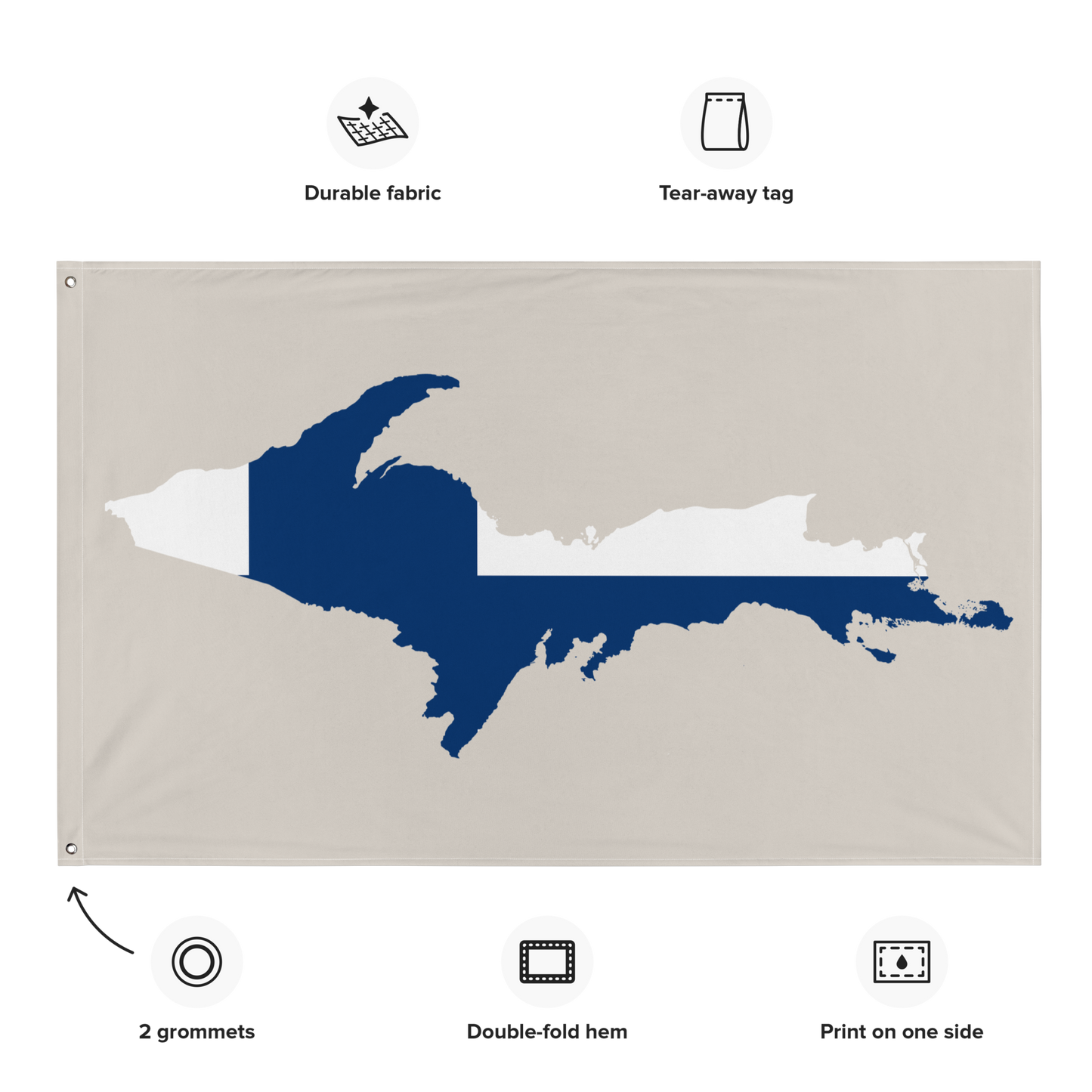 Michigan Upper Peninsula Wall Flag (w/ UP Finland Flag) | Canvas Color