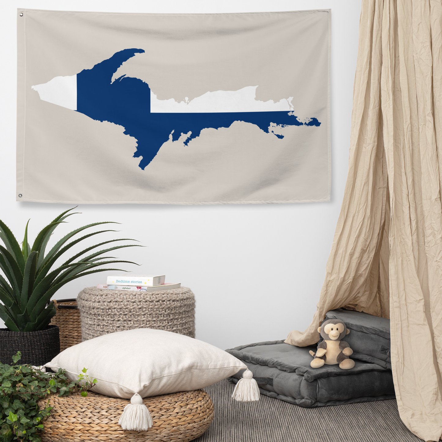 Michigan Upper Peninsula Wall Flag (w/ UP Finland Flag) | Canvas Color