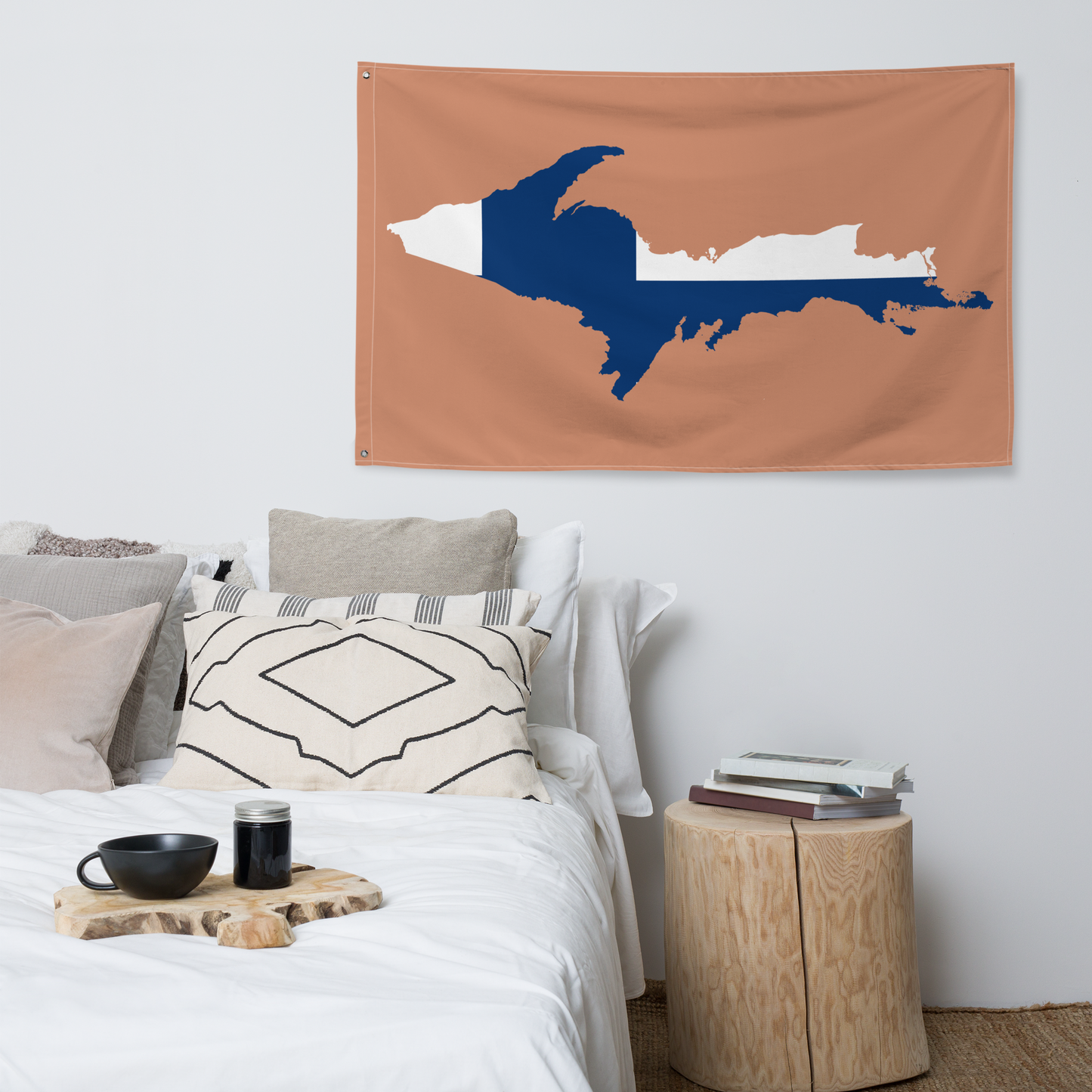 Michigan Upper Peninsula Wall Flag (w/ UP Finland Flag) | Copper Color