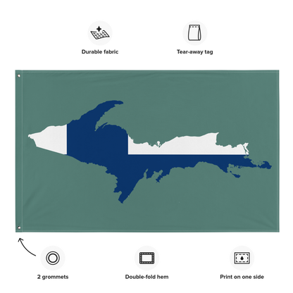 Michigan Upper Peninsula Wall Flag (w/ UP Finland Flag) | Copper Green