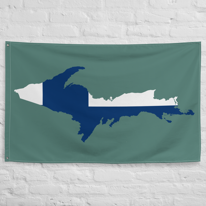 Michigan Upper Peninsula Wall Flag (w/ UP Finland Flag) | Copper Green