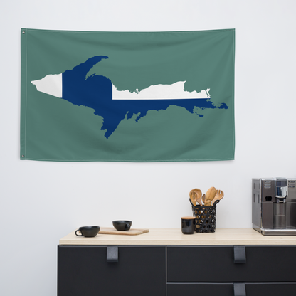 Michigan Upper Peninsula Wall Flag (w/ UP Finland Flag) | Copper Green