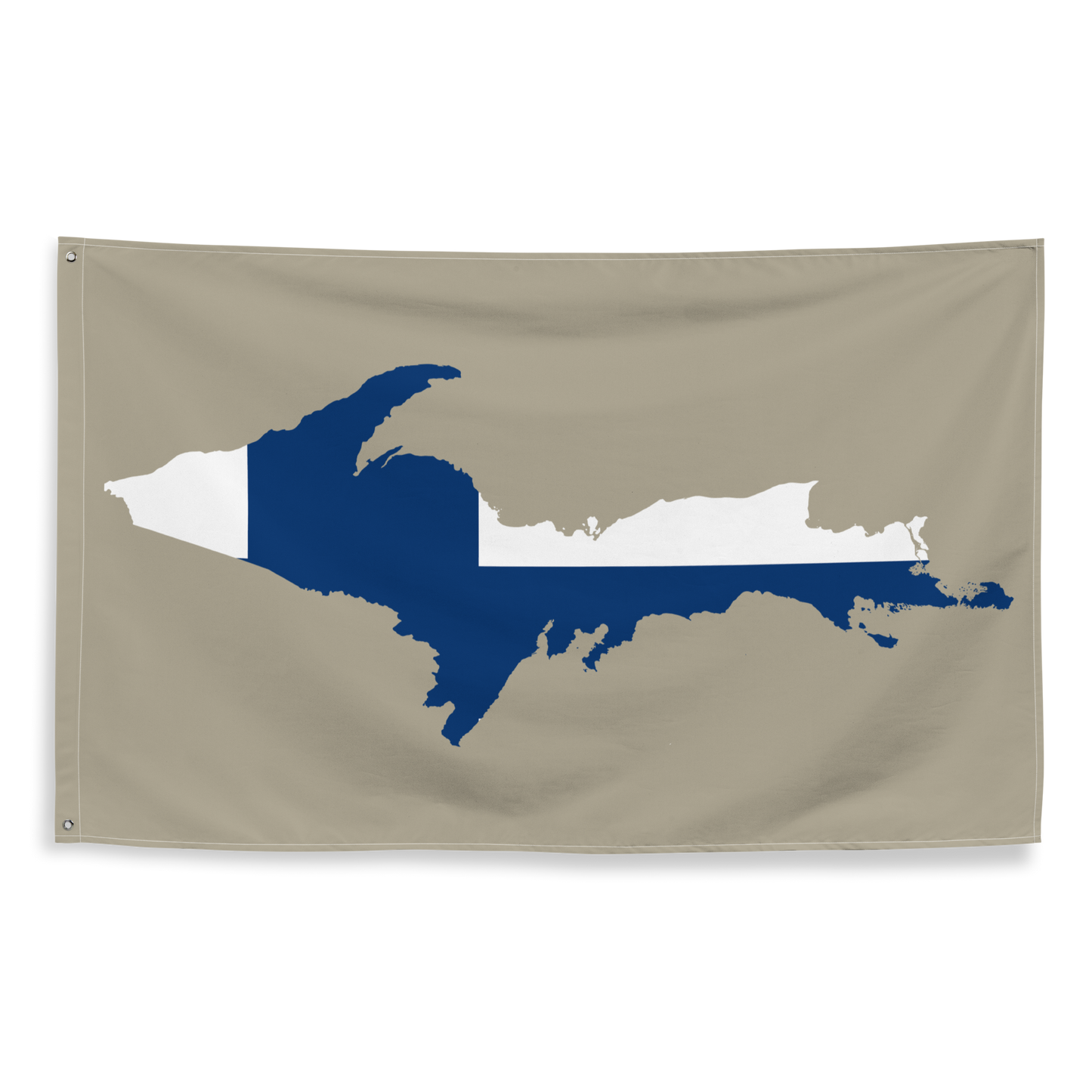 Michigan Upper Peninsula Wall Flag (w/ UP Finland Flag) | Petoskey Stone Beige