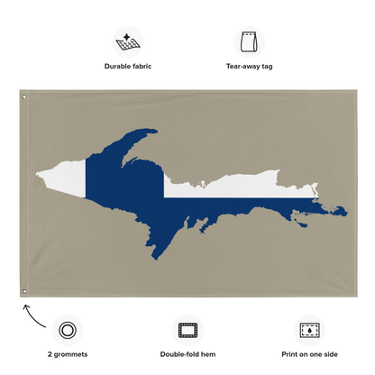 Michigan Upper Peninsula Wall Flag (w/ UP Finland Flag) | Petoskey Stone Beige