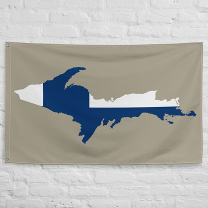 Michigan Upper Peninsula Wall Flag (w/ UP Finland Flag) | Petoskey Stone Beige