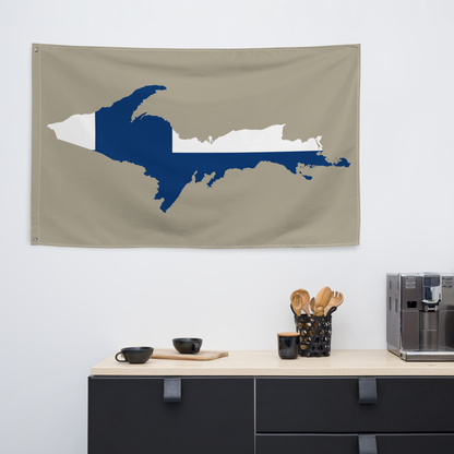 Michigan Upper Peninsula Wall Flag (w/ UP Finland Flag) | Petoskey Stone Beige