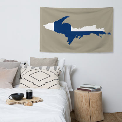 Michigan Upper Peninsula Wall Flag (w/ UP Finland Flag) | Petoskey Stone Beige