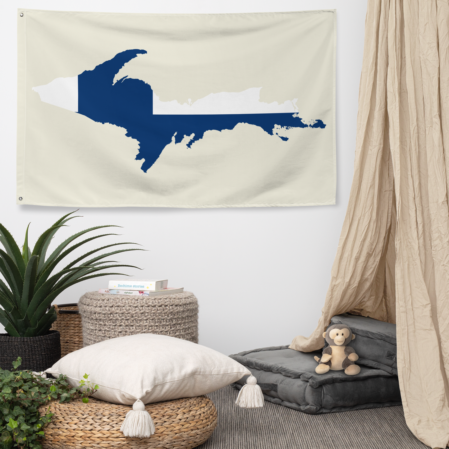 Michigan Upper Peninsula Wall Flag (w/ UP Finland Flag) | Ivory White