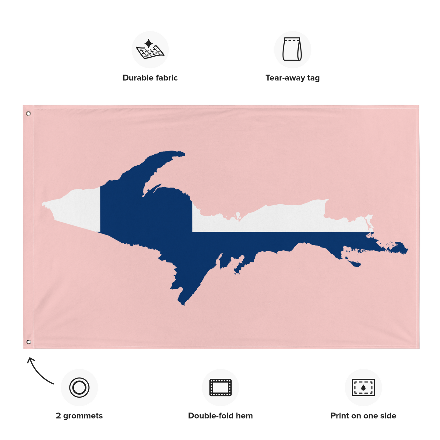 Michigan Upper Peninsula Wall Flag (w/ UP Finland Flag) | Cosmos Pink