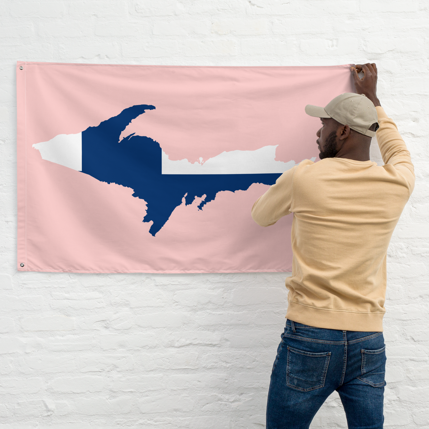 Michigan Upper Peninsula Wall Flag (w/ UP Finland Flag) | Cosmos Pink