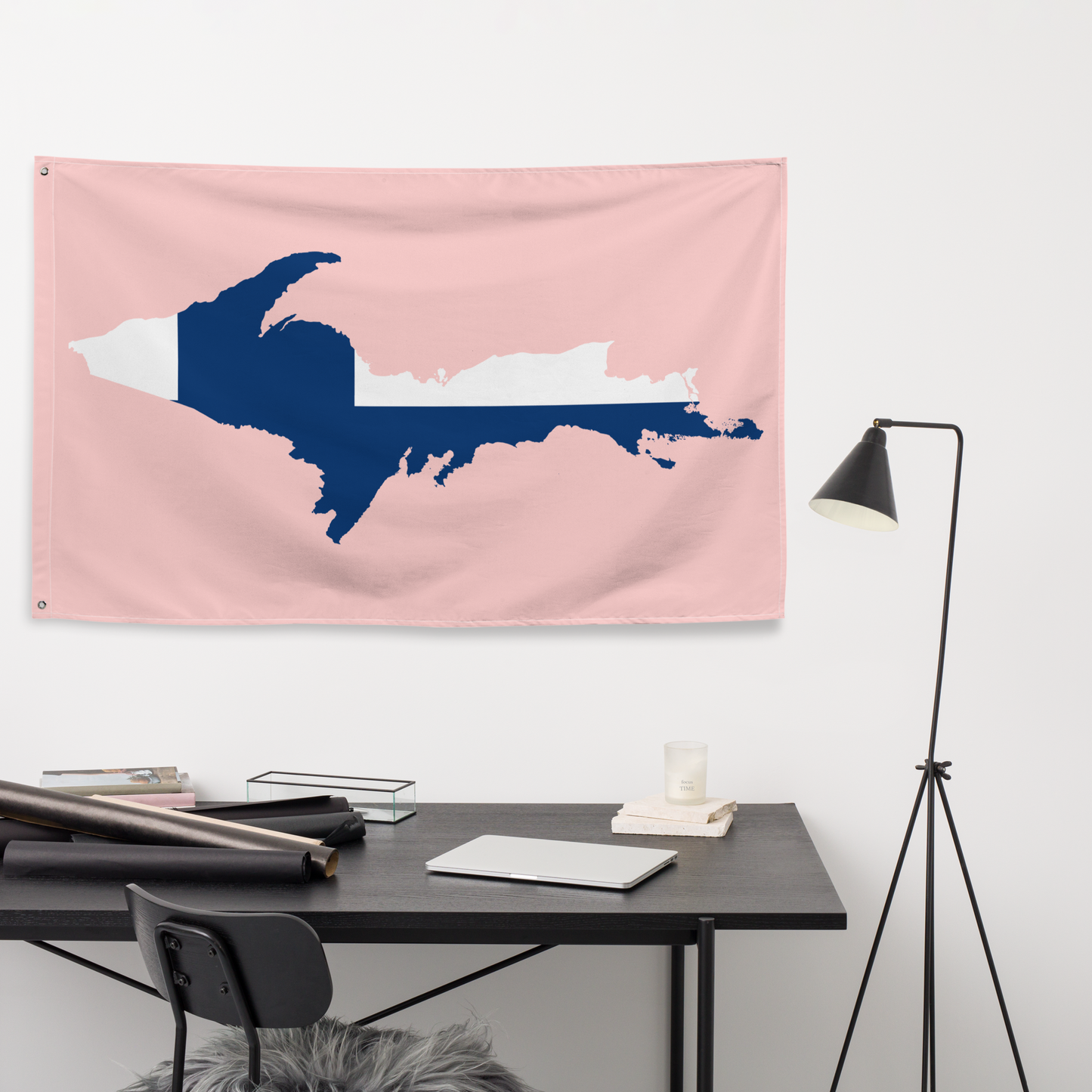 Michigan Upper Peninsula Wall Flag (w/ UP Finland Flag) | Cosmos Pink