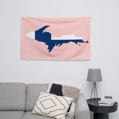 Michigan Upper Peninsula Wall Flag (w/ UP Finland Flag) | Cosmos Pink