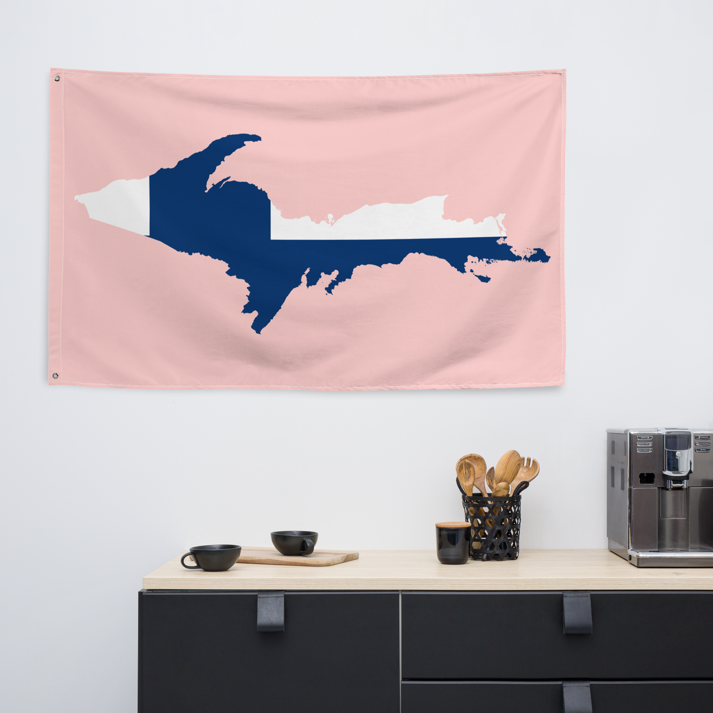 Michigan Upper Peninsula Wall Flag (w/ UP Finland Flag) | Cosmos Pink