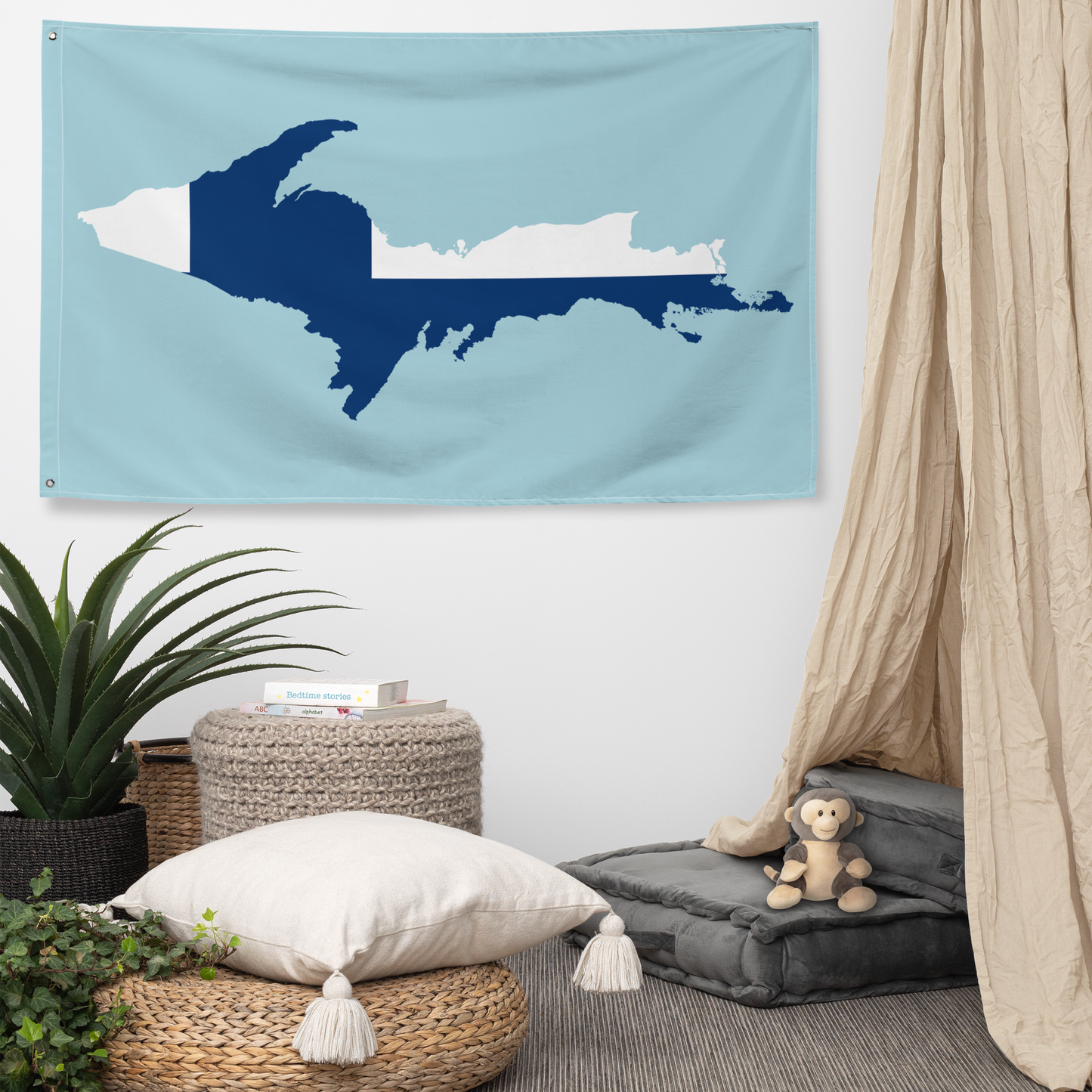 Michigan Upper Peninsula Wall Flag (w/ UP Finland Flag) | '58 Caddie Blue