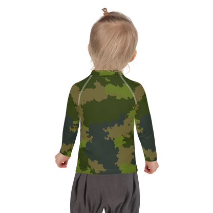 Michigan Upper Peninsula Rash Guard (w/ UP USA Flag) | Toddler - Woodland Camo