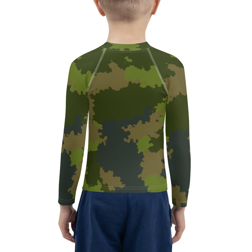 Michigan Upper Peninsula Rash Guard (w/ UP USA Flag) | Toddler - Woodland Camo