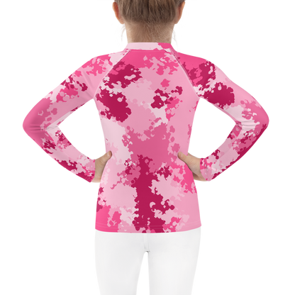 Michigan Upper Peninsula Rash Guard (w/ UP USA Flag) | Toddler - Pink Camo