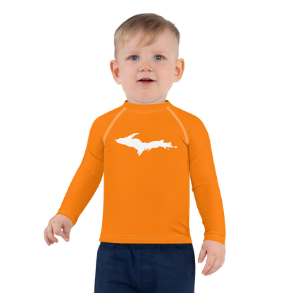 Michigan Upper Peninsula Rash Guard (w/ UP Outline) | Toddler - Safety Orange