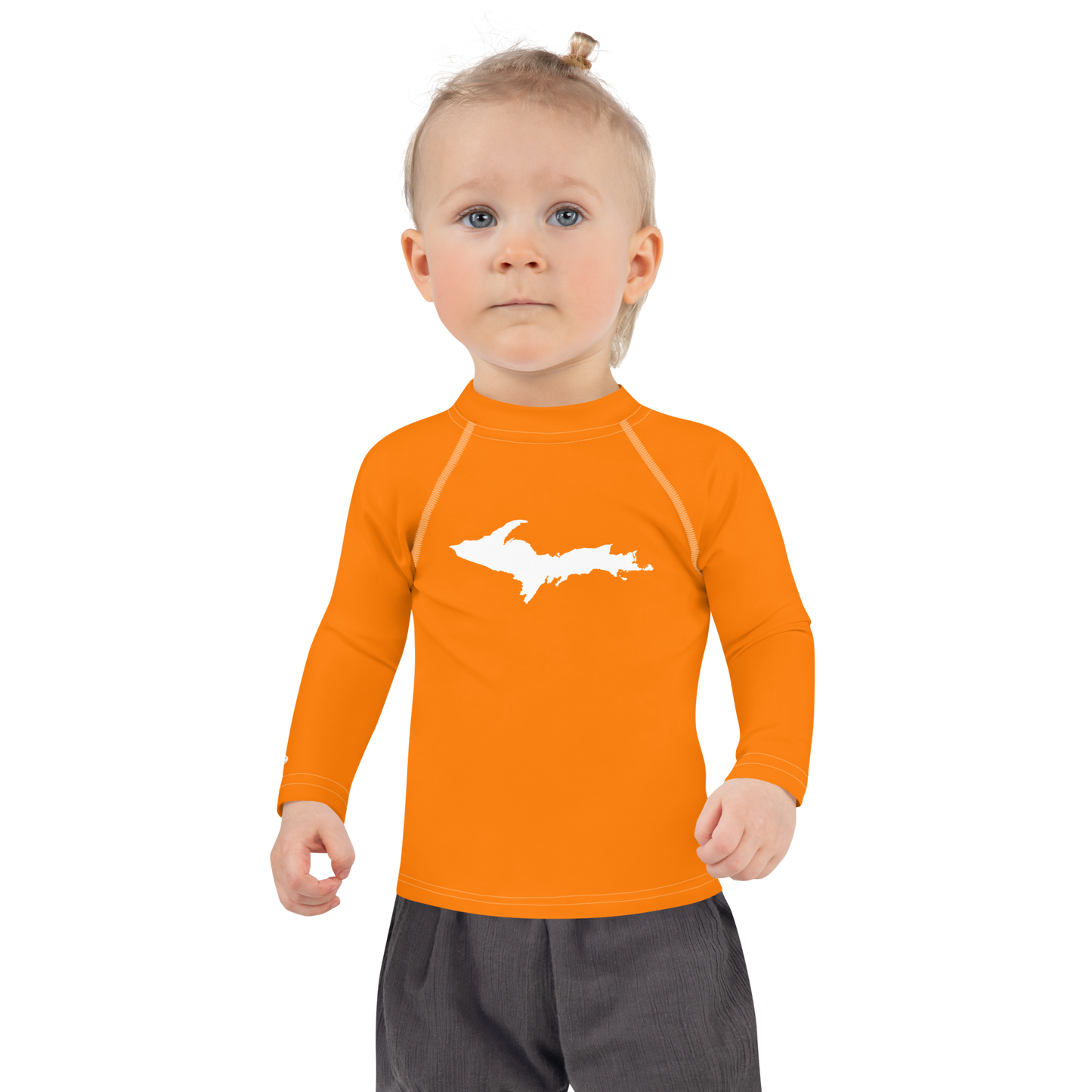 Michigan Upper Peninsula Rash Guard (w/ UP Outline) | Toddler - Safety Orange