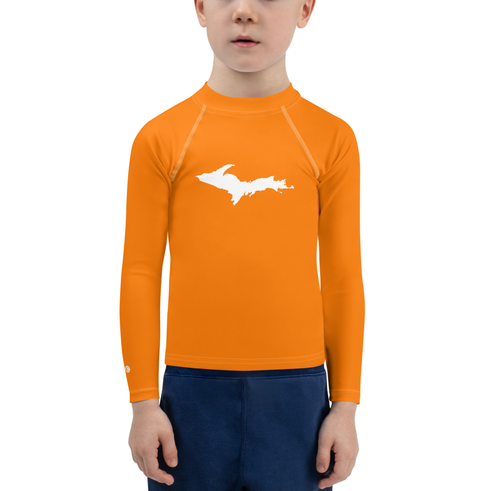 Michigan Upper Peninsula Rash Guard (w/ UP Outline) | Toddler - Safety Orange