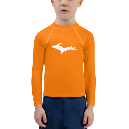 Michigan Upper Peninsula Rash Guard (w/ UP Outline) | Toddler - Safety Orange