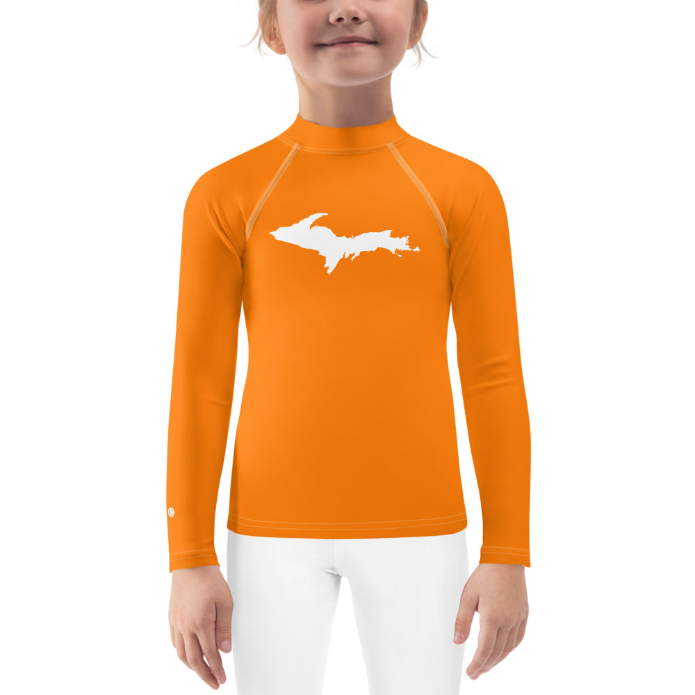 Michigan Upper Peninsula Rash Guard (w/ UP Outline) | Toddler - Safety Orange