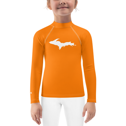 Michigan Upper Peninsula Rash Guard (w/ UP Outline) | Toddler - Safety Orange