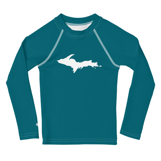 Michigan Upper Peninsula Rash Guard (w/ UP Outline) | Toddler - Auburn Hills Teal