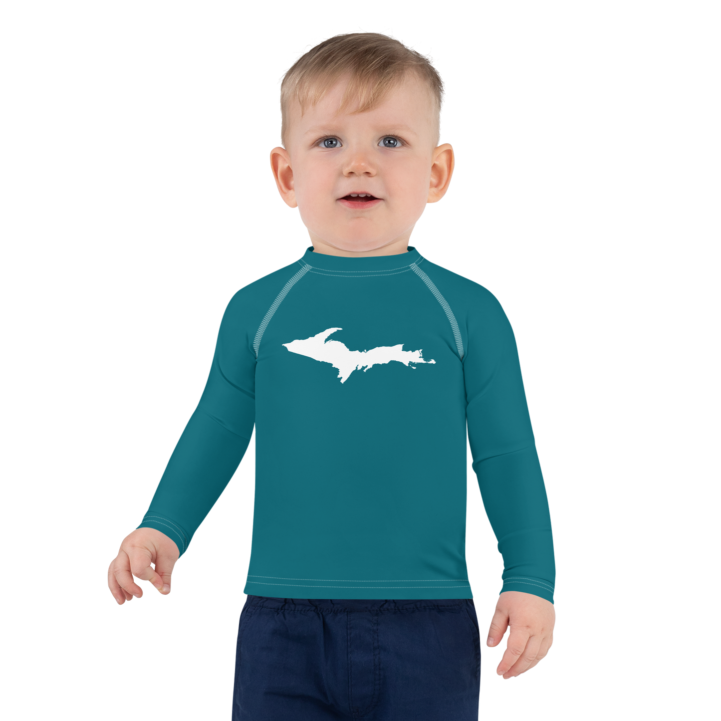 Michigan Upper Peninsula Rash Guard (w/ UP Outline) | Toddler - Auburn Hills Teal