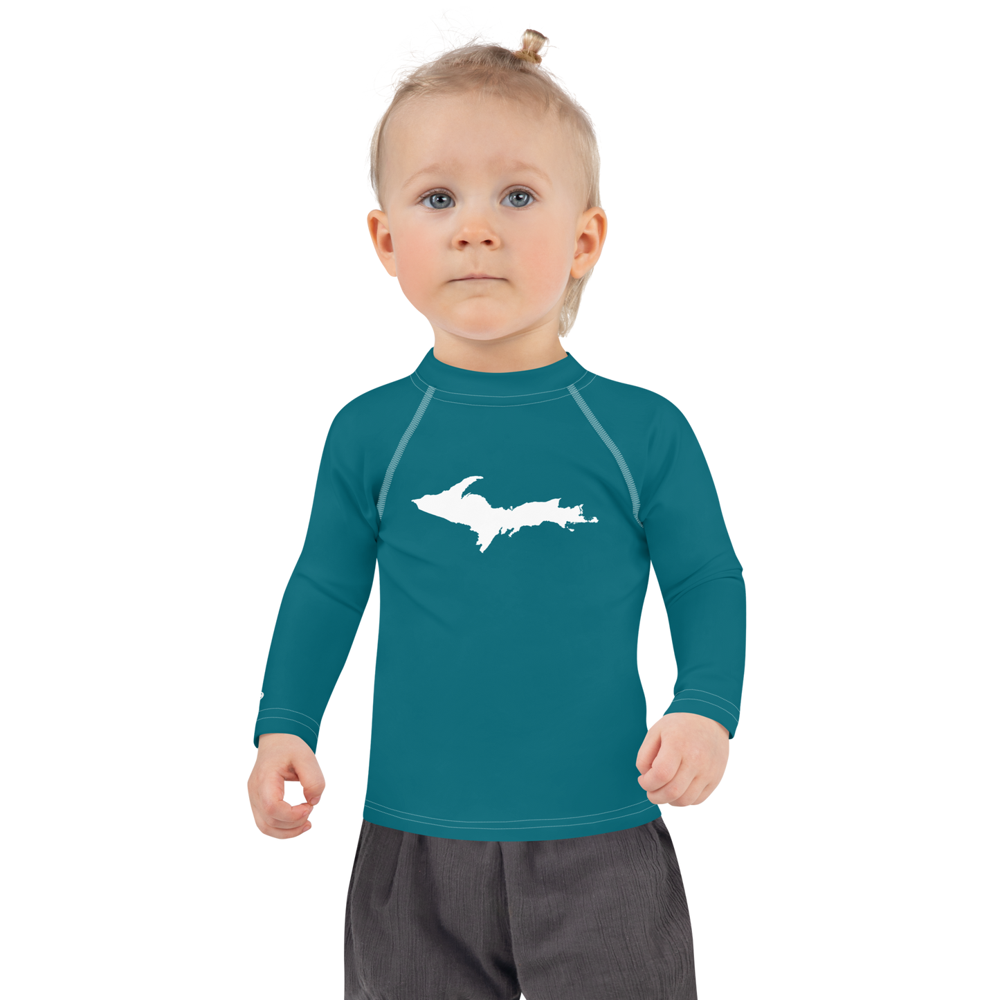 Michigan Upper Peninsula Rash Guard (w/ UP Outline) | Toddler - Auburn Hills Teal