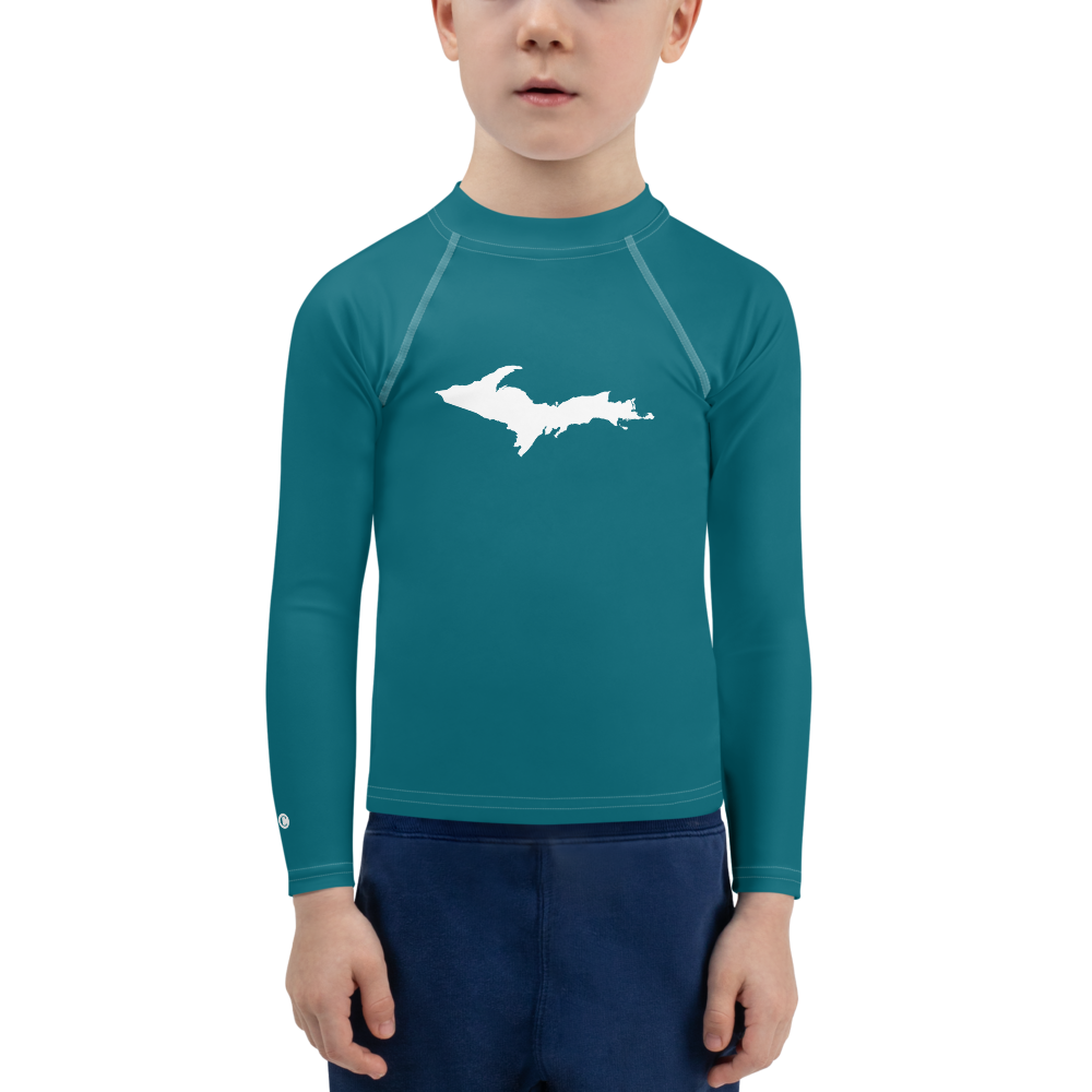 Michigan Upper Peninsula Rash Guard (w/ UP Outline) | Toddler - Auburn Hills Teal