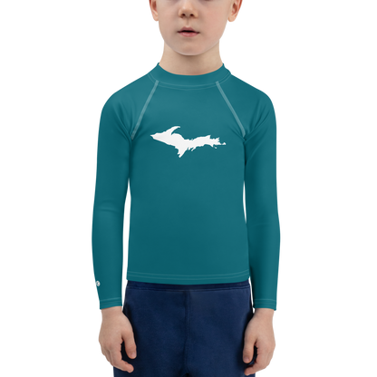 Michigan Upper Peninsula Rash Guard (w/ UP Outline) | Toddler - Auburn Hills Teal