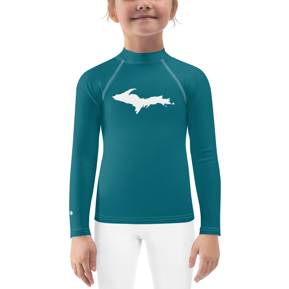 Michigan Upper Peninsula Rash Guard (w/ UP Outline) | Toddler - Auburn Hills Teal