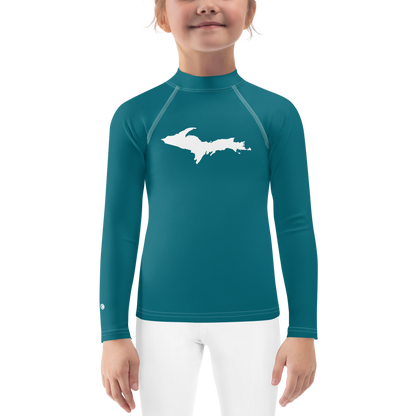 Michigan Upper Peninsula Rash Guard (w/ UP Outline) | Toddler - Auburn Hills Teal